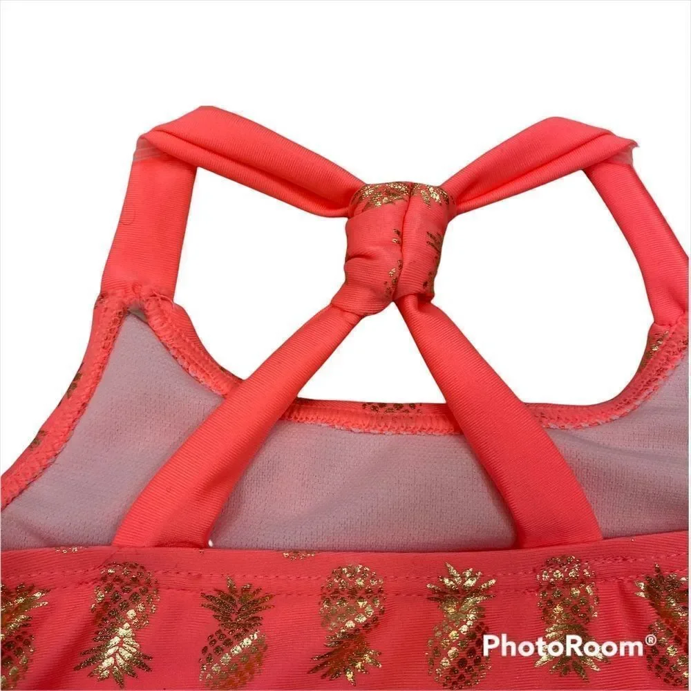 NWT Girls Real Love Brand Coral Pineapple Print‎ Two Piece Bathing Suit